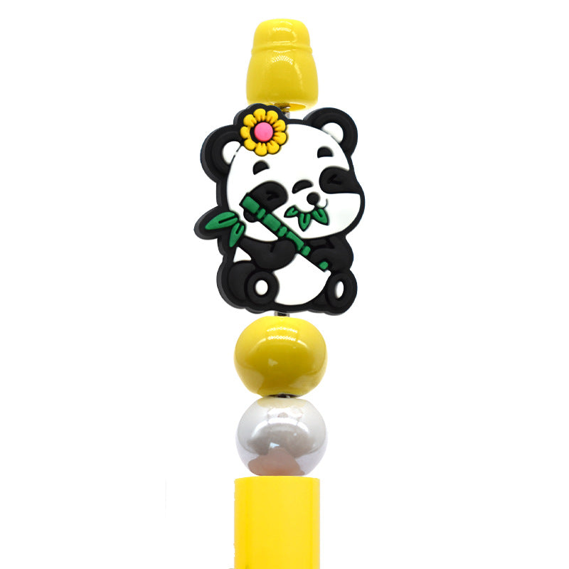 Wholesale Random100pcs/pack DIY Cute Cartoon Panda Beaded Pen Pvc Soft Glue Focus Beads
